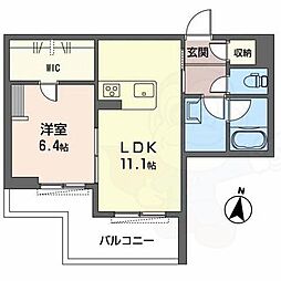 シャーメゾンFUJIMOTO2 1LDKの間取図画像