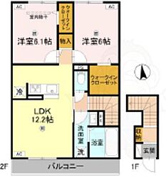 グランヴェール西ノ京 2LDKの間取図画像