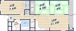 新大宮ハイタウンC棟 3LDKの間取図画像