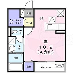 モデルノ1 ワンルームの間取図画像