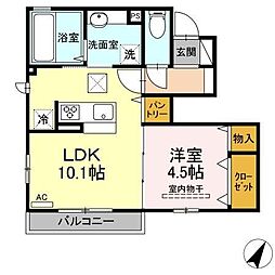 デューク　青葉 1階1LDKの間取り