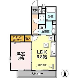 シャルマン2 1LDKの間取図画像