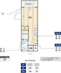 ミルトフィオーレ ワンルームの間取図画像