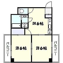サミエール鷺沼 2DKの間取図画像