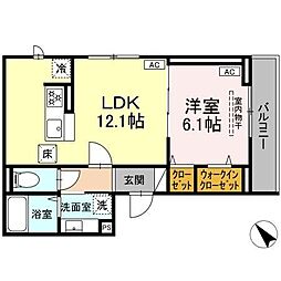 D Paina 登戸2 1LDKの間取図画像