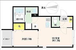 仮称)ハーモニーテラス東糀谷4丁目B 1DKの間取図画像