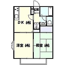 ファミール溝口 2DKの間取図画像