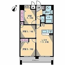 ヴェルジェ宮崎台 3LDKの間取図画像