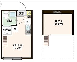 ハーモニーテラス戸越 ワンルームの間取図画像