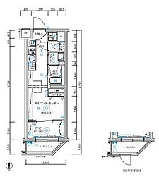 RELUXIA武蔵中原 1DKの間取図画像