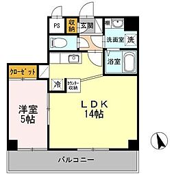 グランヴェールHIRO 1LDKの間取図画像