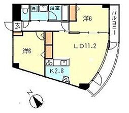 ハーベストヒルズ溝の口1 2LDKの間取図画像
