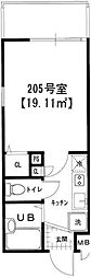 フラワーヒルズ 1Kの間取図画像