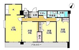 ブルーハイム 3LDKの間取図画像