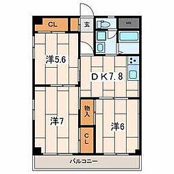 ペアパーク2 3DKの間取図画像