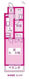 Gatherhouse宮崎台 1Kの間取図画像