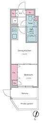 Due二子新地 1DKの間取図画像