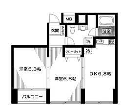 コート向ケ丘 2LDKの間取図画像