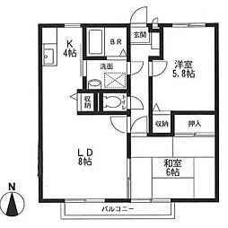 ビーラインヒルズ 2LDKの間取図画像