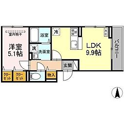 D Paina 矢向 1LDKの間取図画像