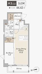 アジールコート武蔵新田 1LDKの間取図画像