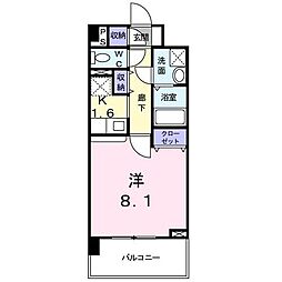 レヴァータ 1Kの間取図画像