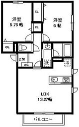 シナールハイム 2LDKの間取図画像