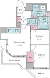 Due二子新地 2DKの間取図画像