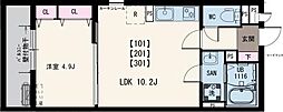 イクシオ上小田中 1LDKの間取図画像