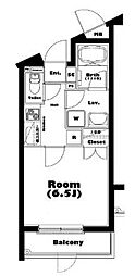 グリフィン武蔵中原・スクエアコート 1Kの間取図画像
