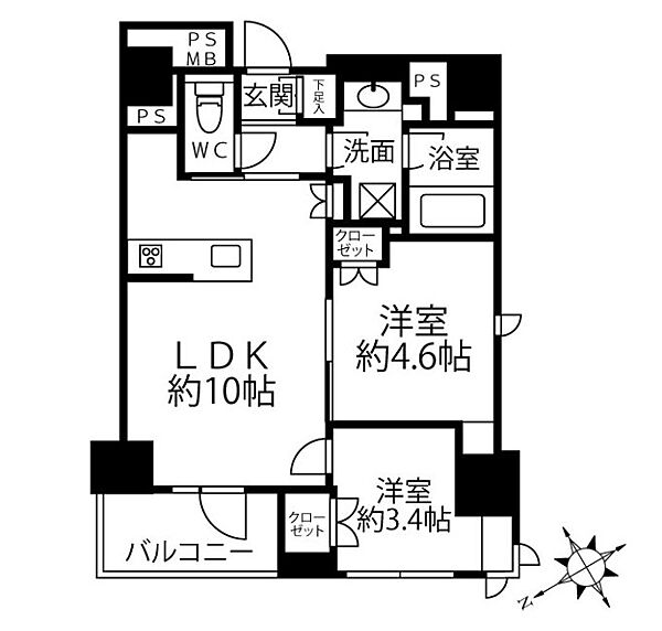 クリオラベルヴィ新富町 503｜東京都中央区新富２丁目(賃貸マンション2LDK・5階・43.04㎡)の写真 その2