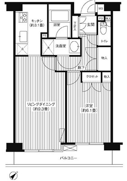 ステラメゾン武蔵小山 107｜東京都品川区小山５丁目(賃貸マンション1LDK・1階・45.47㎡)の写真 その2