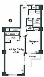 パレロワイヤル南青山 1階1LDKの間取り
