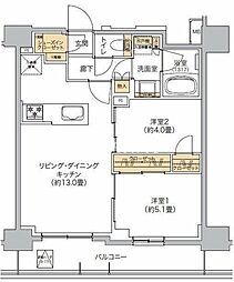 リビオメゾン西麻布 2LDKの間取図画像