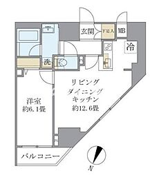 エレミ本蓮沼 9階1LDKの間取り