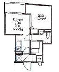 ユーレジデンス武蔵小山 2階1DKの間取り