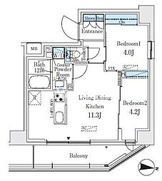 プライムブリス品川中延 2LDKの間取図画像