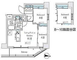 プライムブリス品川中延 2LDKの間取図画像