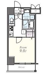 コンパル汐留 1Kの間取図画像