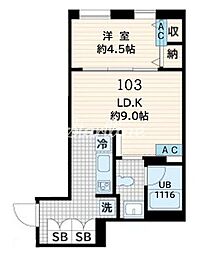 フレア恵比寿(Fullea恵比寿) 1LDKの間取図画像