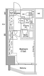 ザ・パークハビオ荏原中延駅前 1Kの間取図画像