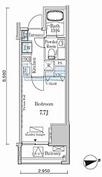 カーサスプレンディッド麻布十番 1Kの間取図画像