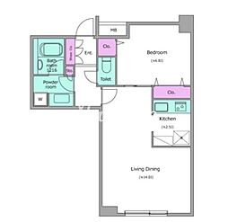 レジディア西麻布 1LDKの間取図画像