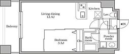 レジディア芝大門2 1LDKの間取図画像