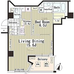 ParkAxis恵比寿 1LDKの間取図画像