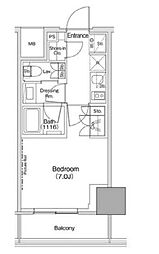 ザ・パークハビオ荏原中延駅前 1Kの間取図画像
