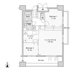 レジディア西麻布 2LDKの間取図画像