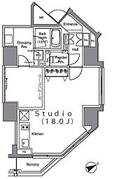 パークハビオ麻布台 ワンルームの間取図画像