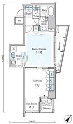 オーキッドレジデンス六本木 1LDKの間取図画像