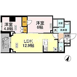 ロイジェント戸越銀座 2LDKの間取図画像